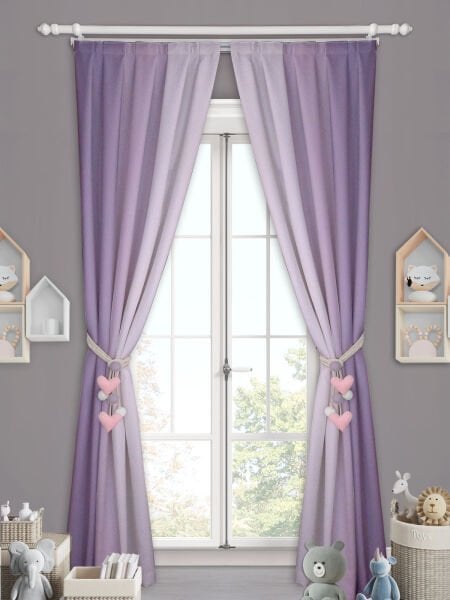 3 RENKLİ LİLA KONSPET FON TÜL PERDE