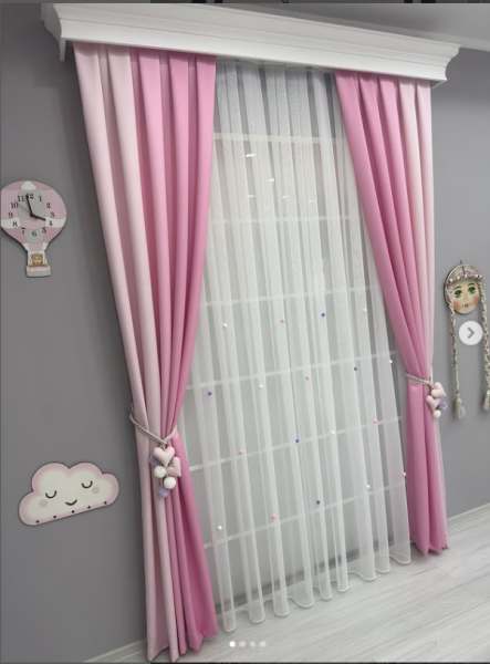 3 RENKLİ PEMBE KONSPET FON TÜL PERDE 2