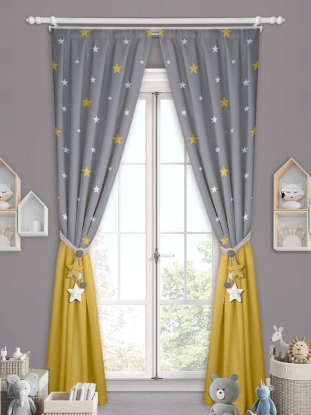 ETEK SARI GRİ YILDIZLI 90 CM PİLELİ