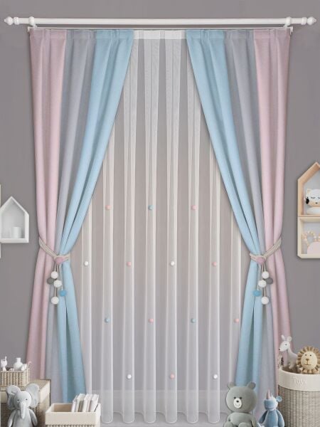 3 RENKLİ  KONSPET FON TÜL PERDE