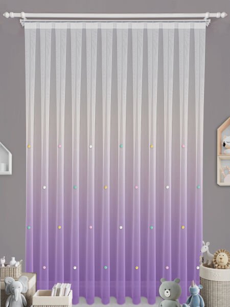 LİLA GEÇİŞLİ BEYAZ SU PUDRA SARI PONPONLU