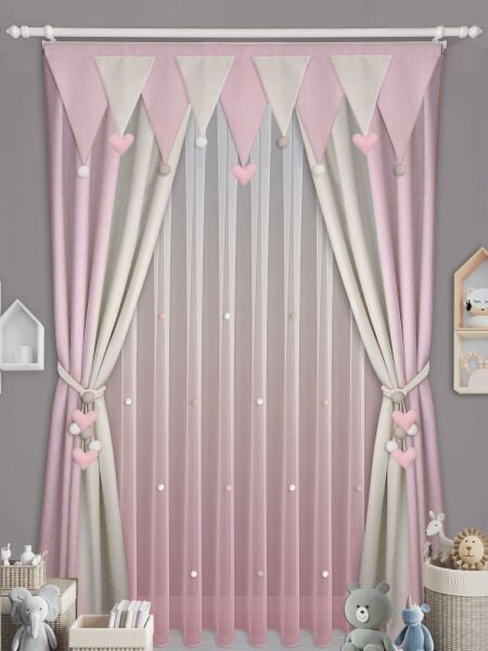 PUDRA- KREM PERDE HALI KOMBİN